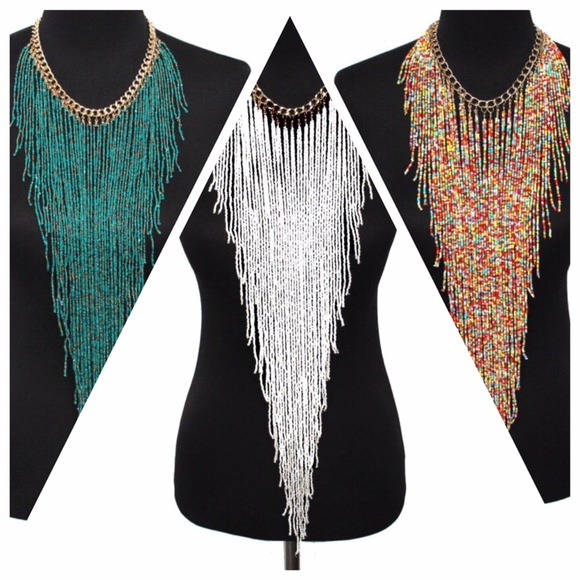 White Waterfall Choker Necklace - Picture 2 of 2